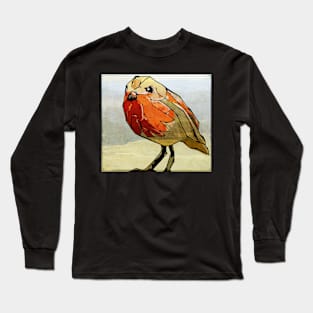 Simple Modern Digital Pop Art Bird in Red Long Sleeve T-Shirt